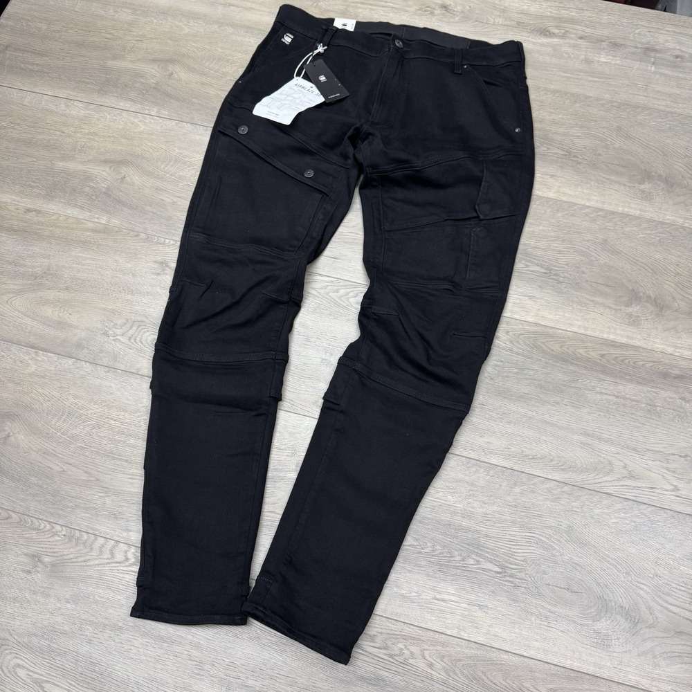NWTG-Star Raw Airblaze 3D‎ Skinny Black Multi Pocket Moto Cargo Jeans Mens 38x34